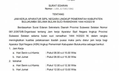 Jam Kerja ASN Dikurangi Selama Ramadan