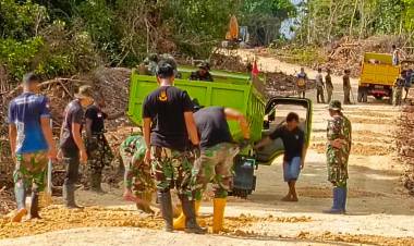Jelang Penutupan, Satgas TMMD 117 Mulai Finishing Perintisan Jalan