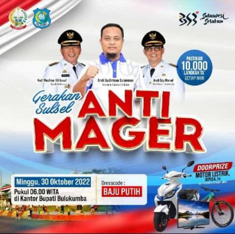 Besok Gubernur Andi Sudirman Jalan Sulsel Anti Mager Bersama Warga Bulukumba, Hadiah Utama Motor Listrik