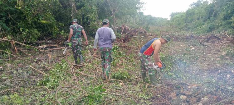 TMMD ke 117 di Lemo Lemo, Pohon Besar Jadi Sasaran Penebangan